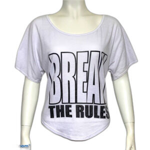 White Graphic Short Sleeve Blouse Size Small